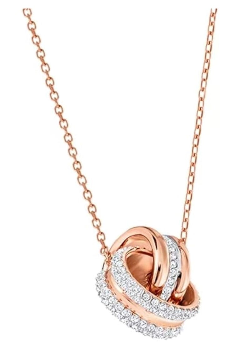 Elements Fashion Jewelry Swarovski Elements Crystal Rose Gold Plated Double Ring Pendant Necklace for Women Gift Packing JR-1228 - Image 1