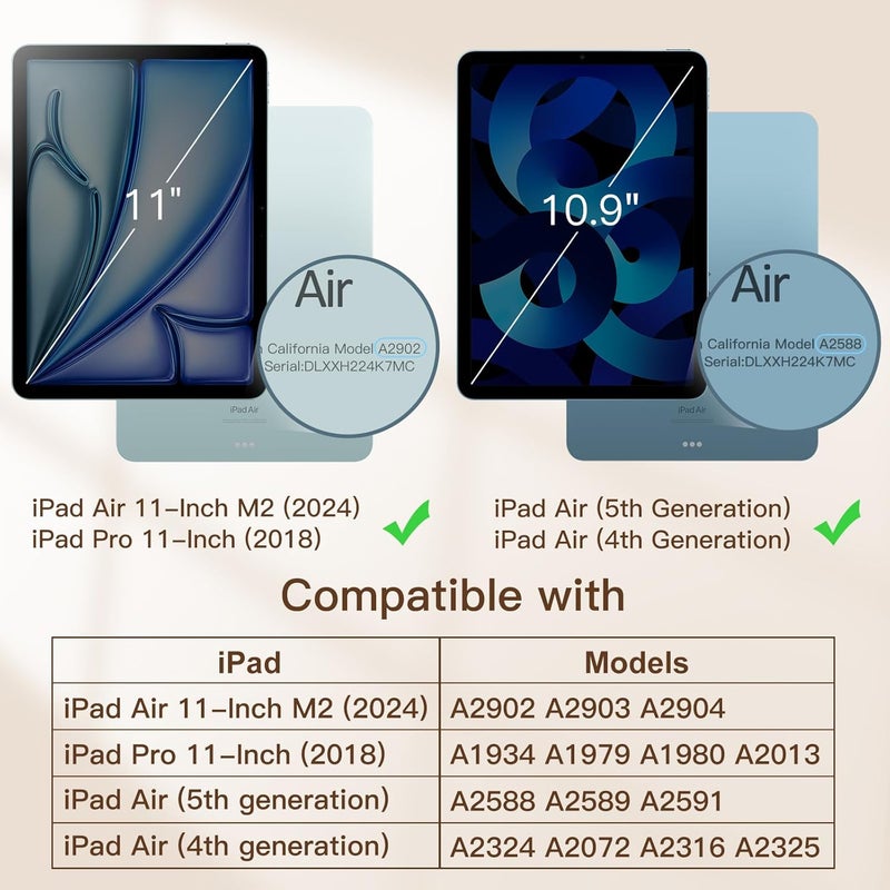 Jetech Magnetic Case For Ipad Air 11-Inch M2 (2024), Ipad Air 5/4 (2022/2020 5Th/4Th 10.9-Inch), Ipad Pro 11 (2018), Magnetic Attachment, Slim Tablet Cover (Blue) - Image 2