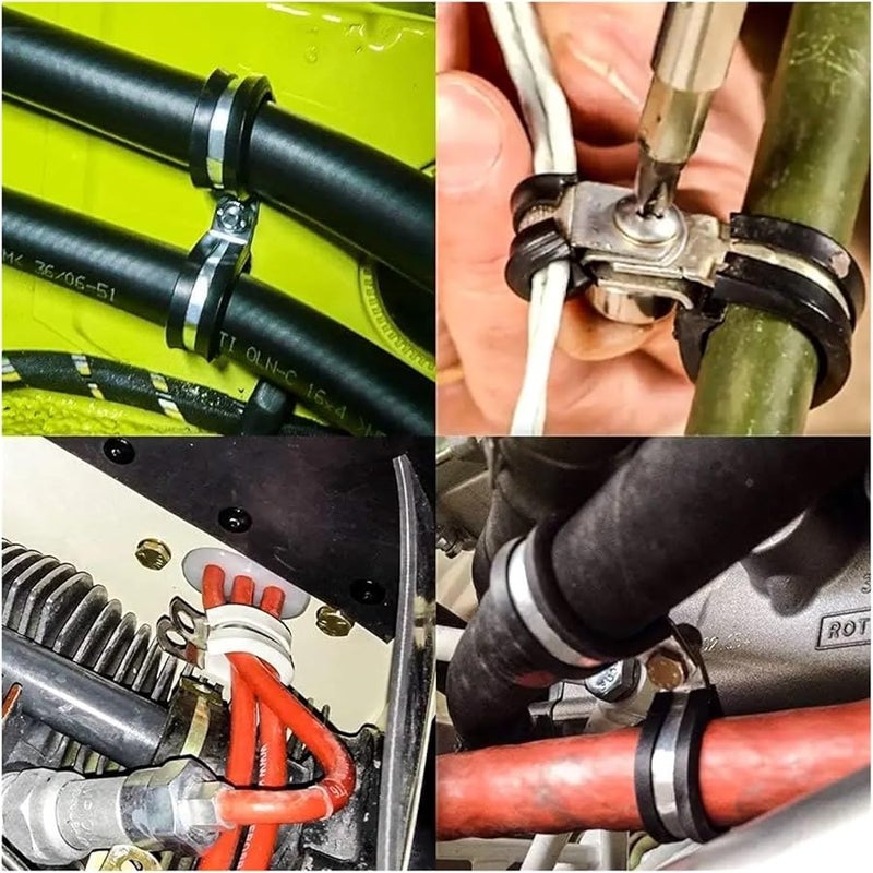 10Pcs Dia22 304 Stainless Steel Cable Clamps With Rubber Cushion Insulated Wire Pipe Fixed Bracket - Image 3