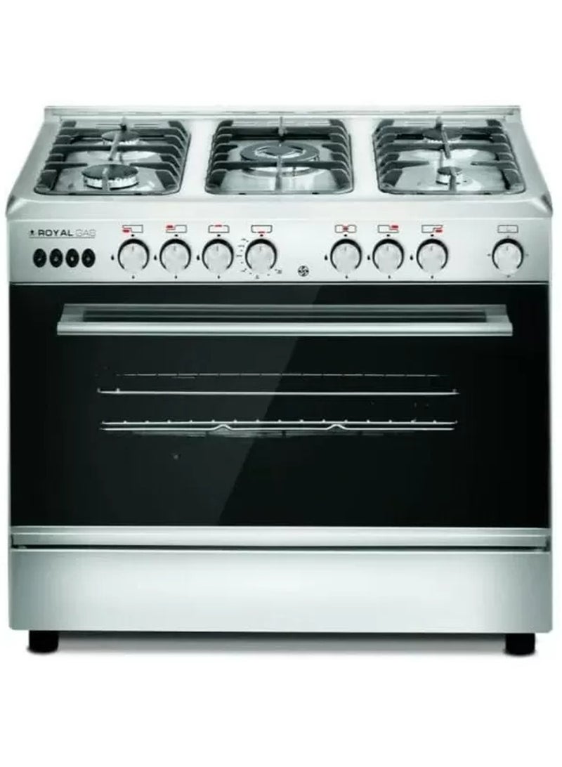 رويال جاز بوتاجاز رويال كريستال كاست، 5 شعلة غاز، ستانليس ستيل، 60×90 سم-R-2010253