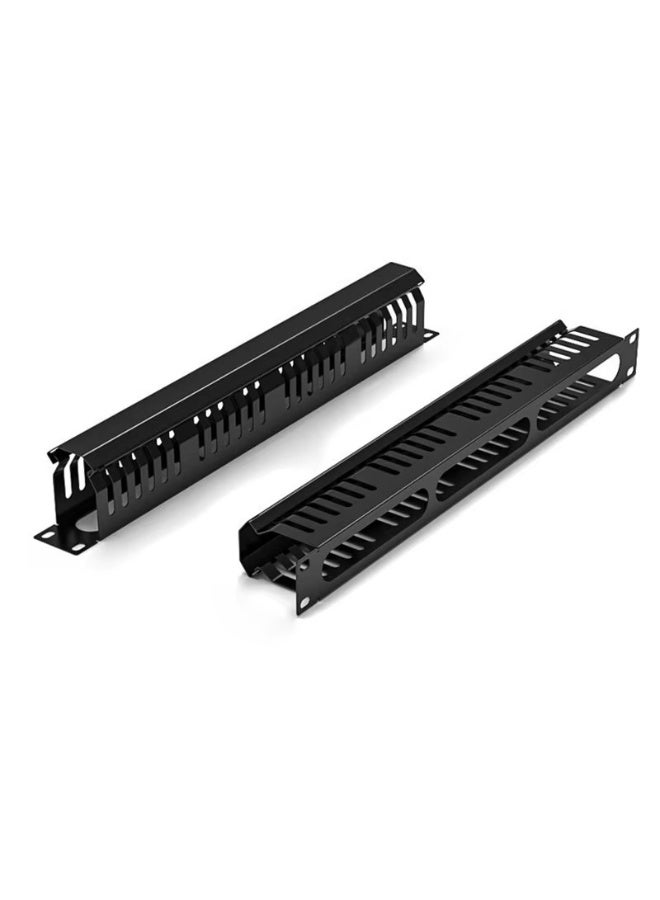 منظم كابلات معدني للراك، أسود، 24 منفذ، هيكل معدني متين - Image 1