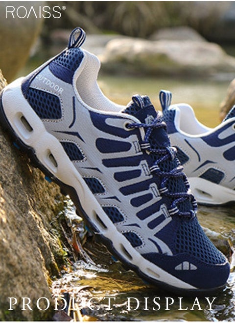 Outdoor Climbing Boots Men's Lovers Shoes Waterproof Non-Slip Sports Lightweight Upstream Shoes Tourist Shoes Colorblock Sneakers