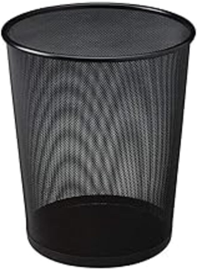 Generic Paper Waste Trash Bin, Metal, Black 