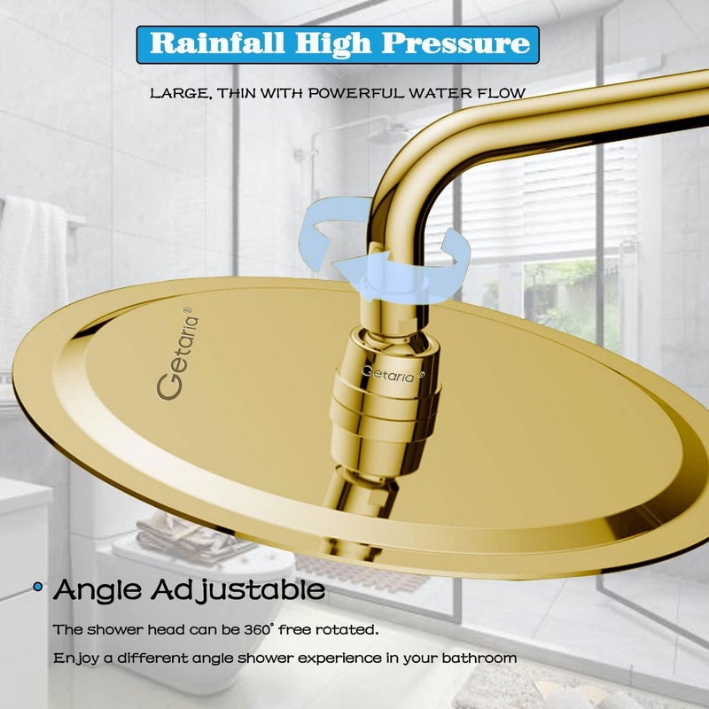 Getaria Rain Shower Head,12 Inch High Pressure Rainfall Showerhead Large Waterfall Shower Head with Anti-Limescale Nozzles Rain Shower Head Round - Image 3