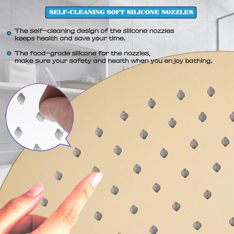 Getaria Rain Shower Head,12 Inch High Pressure Rainfall Showerhead Large Waterfall Shower Head with Anti-Limescale Nozzles Rain Shower Head Round - Image 4