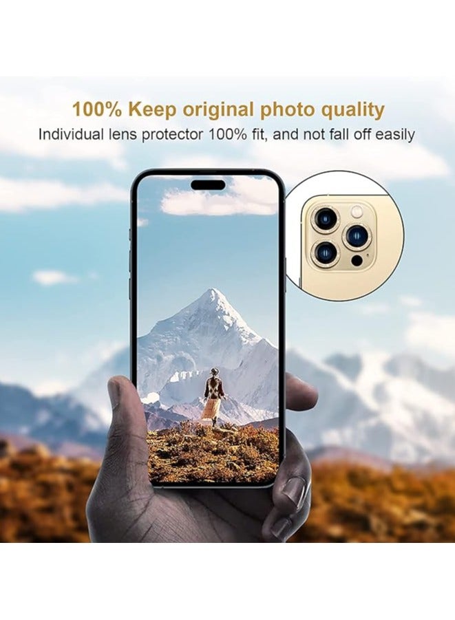 Vitacelli Camera Lens Protector Compatible for iPhone 14 Pro/iPhone 14 Pro Max, [Anti-Scratch] Premium Tempered Glass Film Aluminum Alloy Lens Ring Cover – GOLD BLING  - Image 2