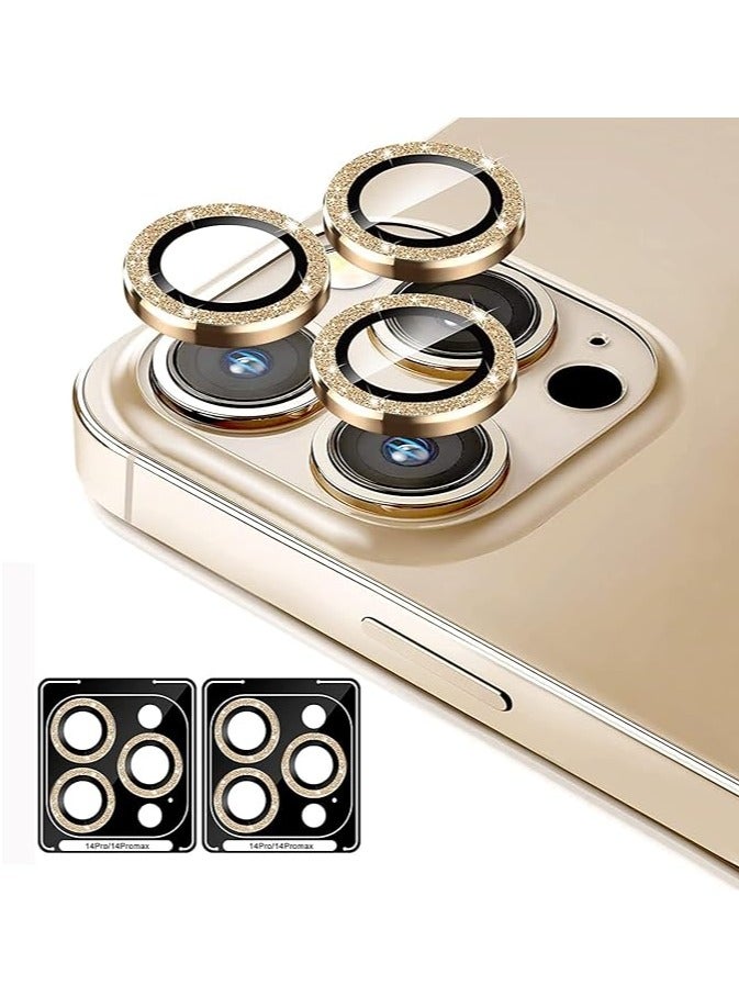 Vitacelli Camera Lens Protector Compatible for iPhone 14 Pro/iPhone 14 Pro Max, [Anti-Scratch] Premium Tempered Glass Film Aluminum Alloy Lens Ring Cover – GOLD BLING  - Image 1
