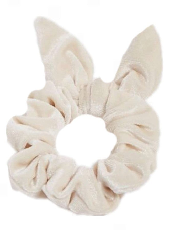 IBDA Pure White Velvet Bunny Ear Hair Scrunchies, Free Size,Handmade, Hair Accessories Woman stylish Scrunchies Extra Soft Elastic to Avoid Pulling & Tugging, Prevents Hair Damage - Image 2