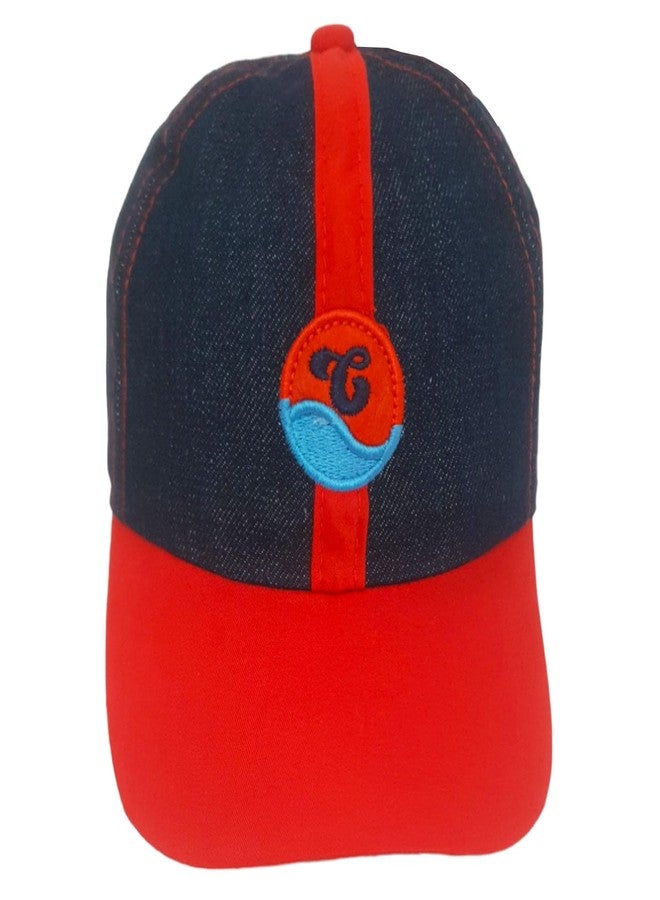 C Classic Unisex Funky Summer Denim Caps with Colorful Peak for Kids (Age 7 Yrs to 9 Yrs) (Red) - Image 2