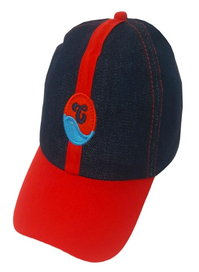 C Classic Unisex Funky Summer Denim Caps with Colorful Peak for Kids (Age 7 Yrs to 9 Yrs) (Red) - Image 3