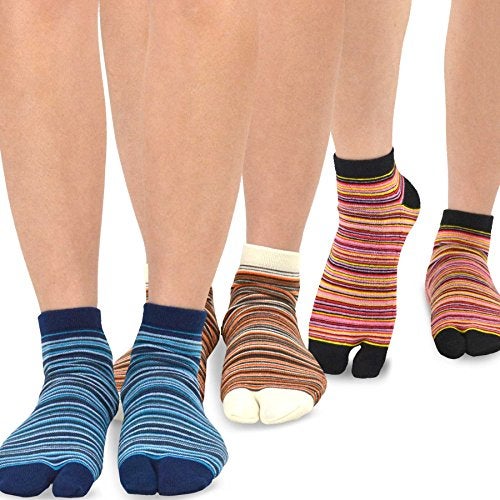 TeeHee Socks TeeHee Flip Flop Big Toe Cotton Socks 3-Pairs Mini Stripe Casual Socks Good for Flip Flop Sandals - Image 2