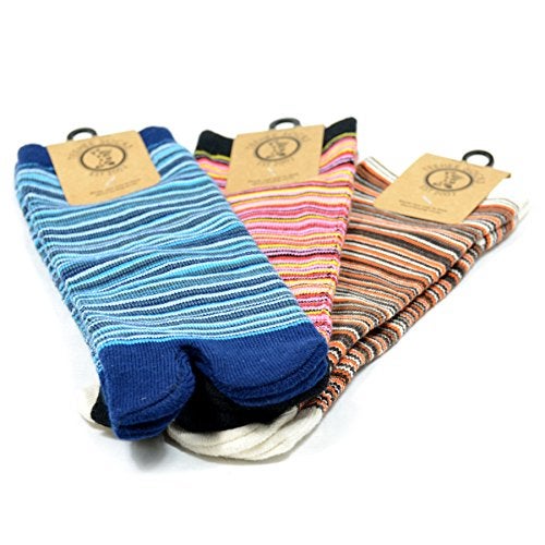 TeeHee Socks TeeHee Flip Flop Big Toe Cotton Socks 3-Pairs Mini Stripe Casual Socks Good for Flip Flop Sandals - Image 3