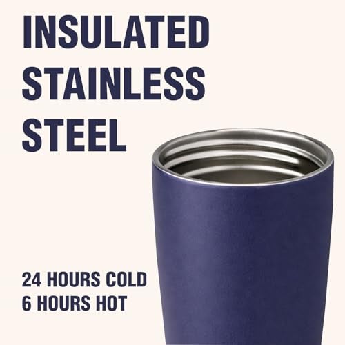 Lyrovo Insulated Coffee Mug with Lid for Office & Travel | Reusable Double Walled Coffee Mug for Men & Women | Hot & Cold Beverage Cup (No Handle, Navy Blue) - Image 5