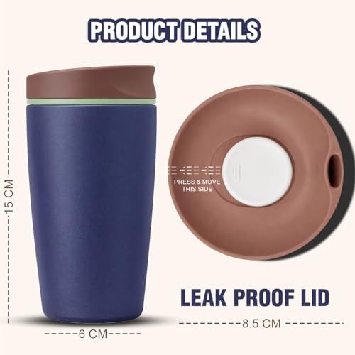 Lyrovo Insulated Coffee Mug with Lid for Office & Travel | Reusable Double Walled Coffee Mug for Men & Women | Hot & Cold Beverage Cup (No Handle, Navy Blue) - Image 3