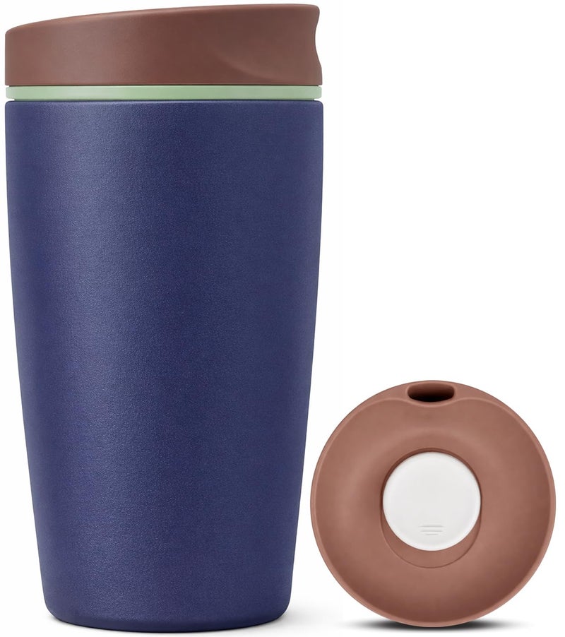 Lyrovo Insulated Coffee Mug with Lid for Office & Travel | Reusable Double Walled Coffee Mug for Men & Women | Hot & Cold Beverage Cup (No Handle, Navy Blue) - Image 1