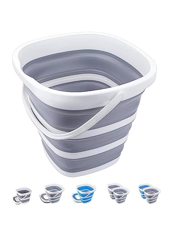 هوكور دلو قابل للطي سعة 10 لتر من تراسل، دلو تنظيف قابل للطي ومحمول، لوازم مياه بلاستيكية صغيرة للحديقة الخارجية والتخييم والصيد وغسيل السيارات، موفر للمساحة (مربع) - Image 1