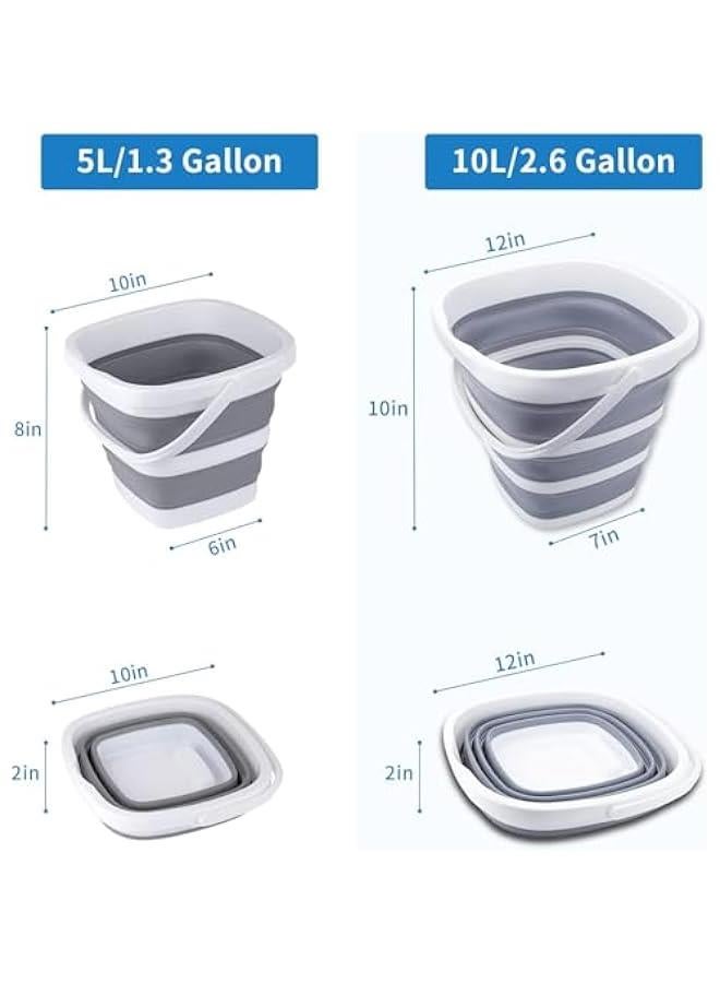 هوكور دلو قابل للطي سعة 10 لتر من تراسل، دلو تنظيف قابل للطي ومحمول، لوازم مياه بلاستيكية صغيرة للحديقة الخارجية والتخييم والصيد وغسيل السيارات، موفر للمساحة (مربع) - Image 2
