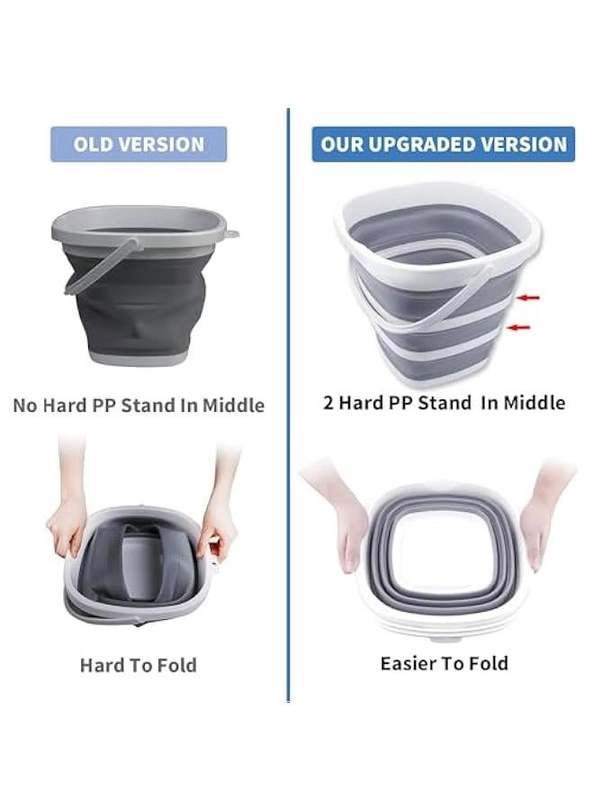 هوكور دلو قابل للطي سعة 10 لتر من تراسل، دلو تنظيف قابل للطي ومحمول، لوازم مياه بلاستيكية صغيرة للحديقة الخارجية والتخييم والصيد وغسيل السيارات، موفر للمساحة (مربع) - Image 3
