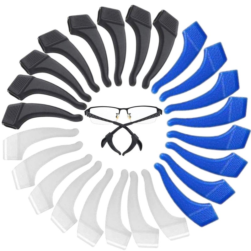 MOLDERP 20 Pairs Kids and Adults Sport Eyewear Retainer Hook Eyeglass TempleTemple Tip (Clear,Black,Blue) - Image 5