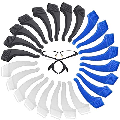 MOLDERP 20 Pairs Kids and Adults Sport Eyewear Retainer Hook Eyeglass TempleTemple Tip (Clear,Black,Blue) - Image 1