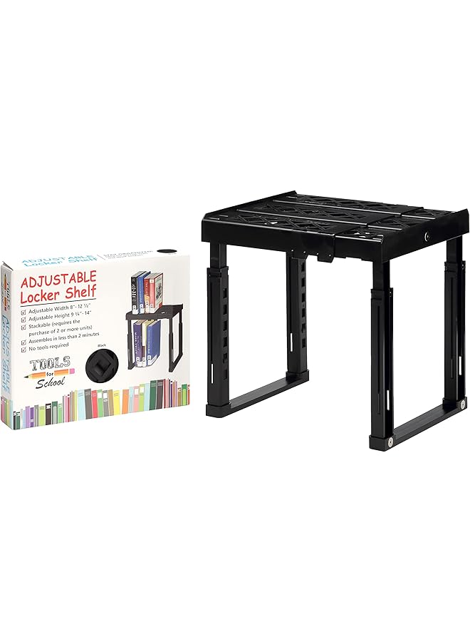 erorex Height And Width Adjustable Locker Shelf Strong Abs Plastic Width Adjusts From 8 Inch 12.5 Inch And Height Adjusts From 10 Inch 14 Inch Patented Design Beware Of Cheap Imitations Black - Image 1