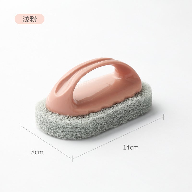 Household Tile Cleaning Brush, Nordic Style Kitchen Sponge with Handle, Multi-Functional Solid Color Bath & Stovetop  Cleaner