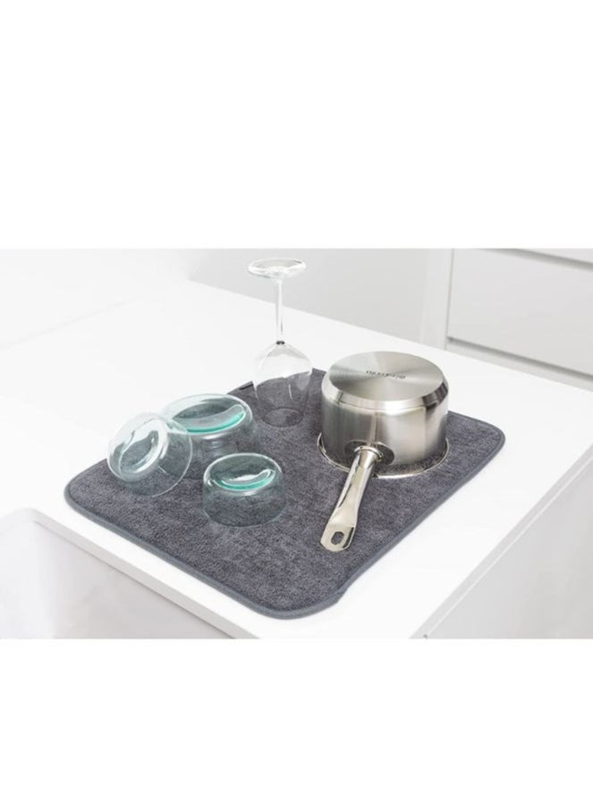 brabantia - SinkSide Microfibre Dish Drying Mat 47 x 40 cm  Dark Grey - Image 1
