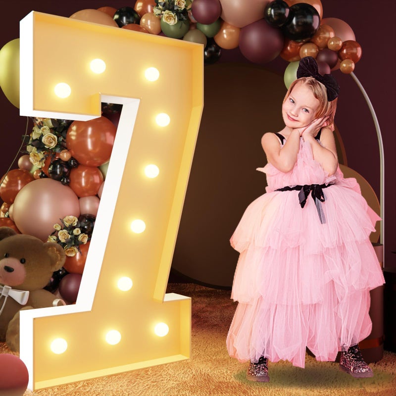 imprsv 4FT Marquee Numbers Light Up Numbers for 70th Birthday Decorations Marquee Light up Letters Anniversary Party Decor Mosaic Numbers for Balloons Number 7 PreCut Foam Board Kit