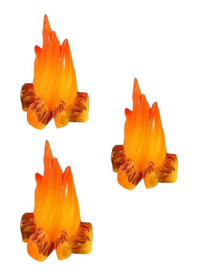 Tnyvm 3Pcs Miniature Campfire Models - Resin Fake Fire for Dollhouse Ornaments, Halloween Decorations, and Micro Landscapes - Handcrafted Mini Fire Beads for Creative Displays, Decorations - Image 1