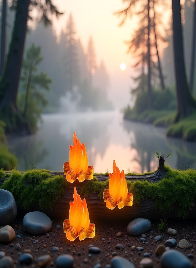 Tnyvm 3Pcs Miniature Campfire Models - Resin Fake Fire for Dollhouse Ornaments, Halloween Decorations, and Micro Landscapes - Handcrafted Mini Fire Beads for Creative Displays, Decorations - Image 3