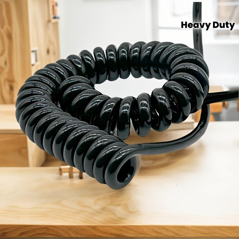 This Cable Soft Stretch Spring Size 9.84 To 51 18 Inch 22AWG 0.3 Square Ends 2 Core Red Black Expandable PU Twisted Spiral Wire For Projects Power Cord Industrial Heavy Duty Home Use - Image 1