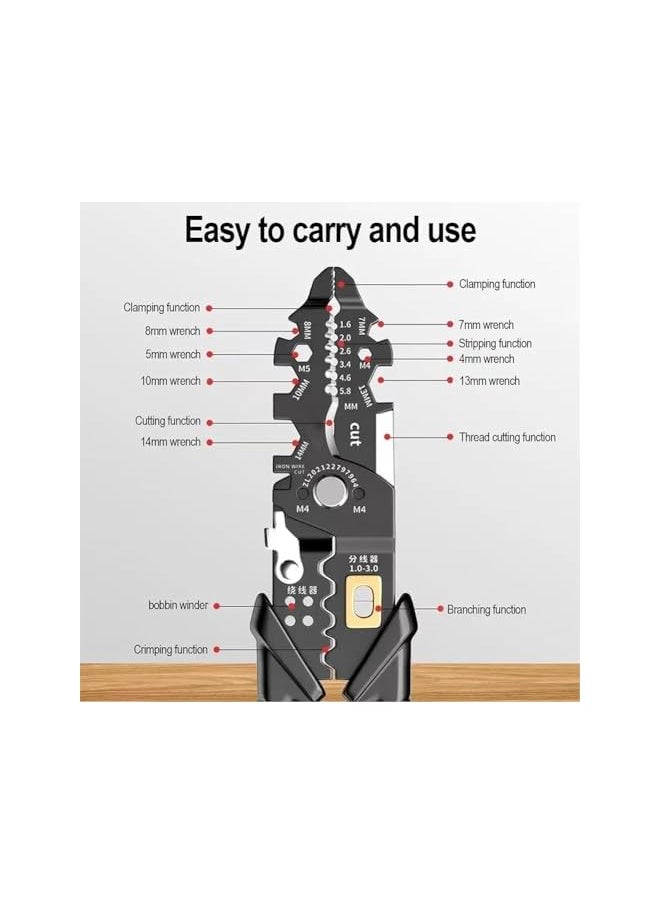 PROMASS 25-in-1 Multifunction Wire Strippers Electeical, 8 inch Wire Crimping Tool, Wire Cutter, Professional Electrician Pliers Tools and Cable Stripper for Cutting, Stripping, Shearing  - Image 5
