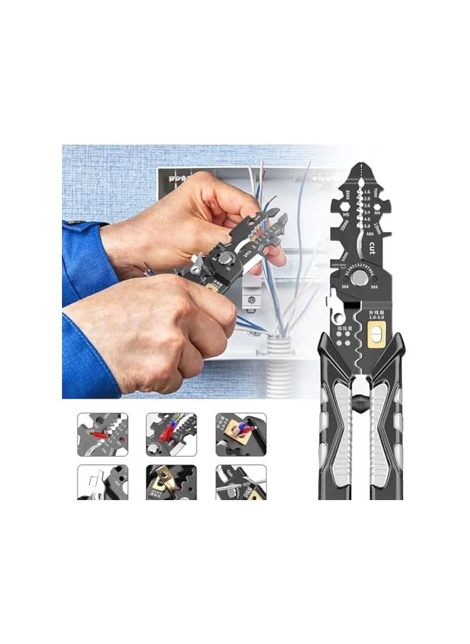 PROMASS 25-in-1 Multifunction Wire Strippers Electeical, 8 inch Wire Crimping Tool, Wire Cutter, Professional Electrician Pliers Tools and Cable Stripper for Cutting, Stripping, Shearing  - Image 4