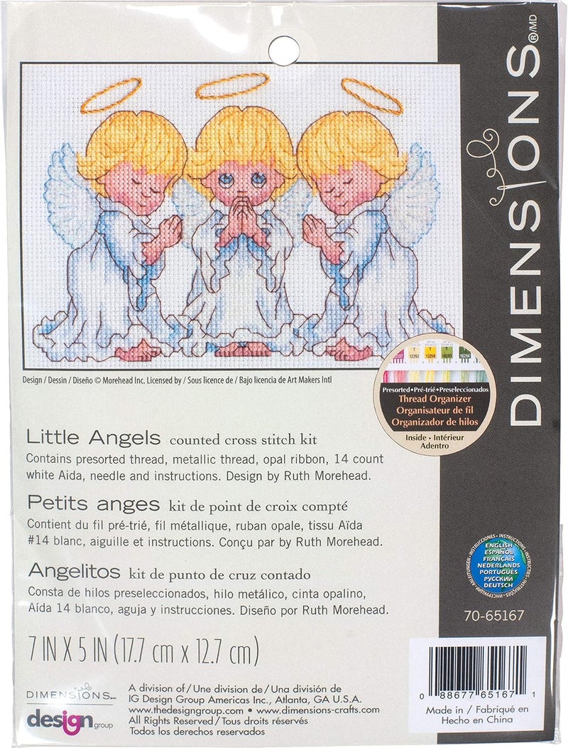 Dimensions Counted Cross Stitch Kit 'Little Angels' Nursery Decoration, 14 Count Ivory Aida, 5'' x 7'' - Image 1