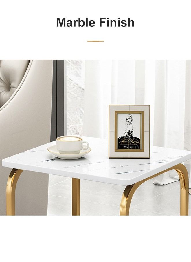 NKX - Portable Side Table White Marble Pattern With Gold Steel Frame - Image 1
