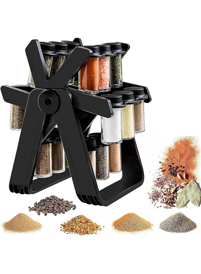 Zaboon Rack Organizer Rotating Spice Rack With 18 Empty Jars Spice Rack Seasoning Rack For Kitchen Countertop Spice Jars Rack Revolving Spice Rack - Image 1