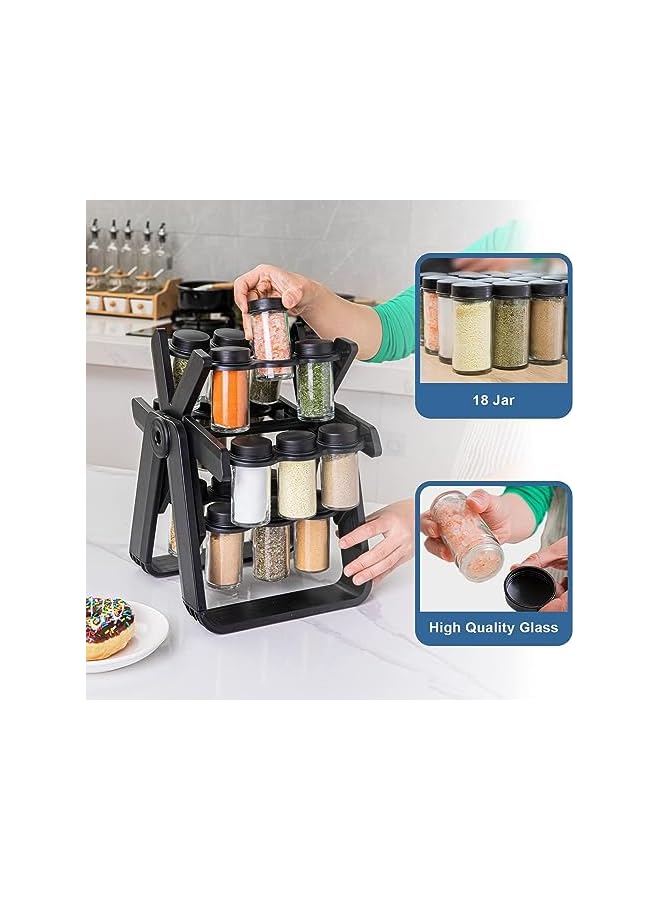 Zaboon Rack Organizer Rotating Spice Rack With 18 Empty Jars Spice Rack Seasoning Rack For Kitchen Countertop Spice Jars Rack Revolving Spice Rack - Image 4