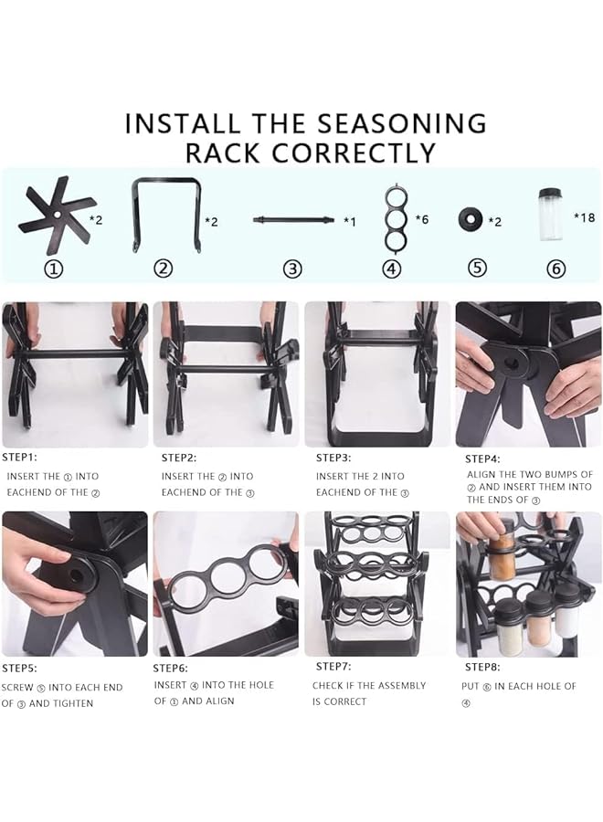 Zaboon Rack Organizer Rotating Spice Rack With 18 Empty Jars Spice Rack Seasoning Rack For Kitchen Countertop Spice Jars Rack Revolving Spice Rack - Image 2
