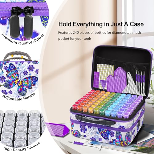 ZORETCO Diamond Painting Storage Case,240 Slots Diamond Art Kits with Accessories for Craft Jewelry Beads Organizer Boxes - Image 2