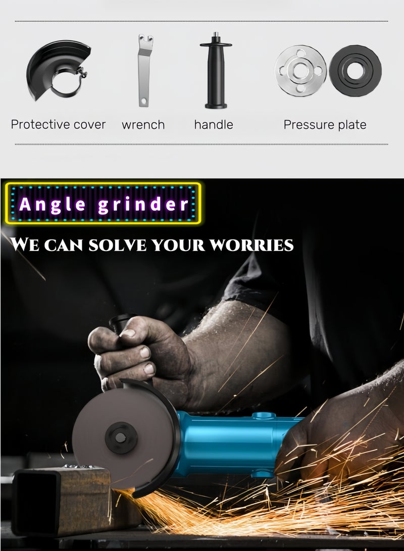 nihao Angle Grinder, Polisher, 6-speed Adjustment, 1200W High Power, Efficient Heat Dissipation All-copper Motor, 4-1/2 Inch 6.7-Amp Paddle Switch Cut off Tool, 11800RPM Electric Grinder Power Tools Set with 1.2 M Power Cord and British Plug , For Metal Cutting , Wood Grinding , Tile Cutting , Stone Cutting and Grinding - Image 3