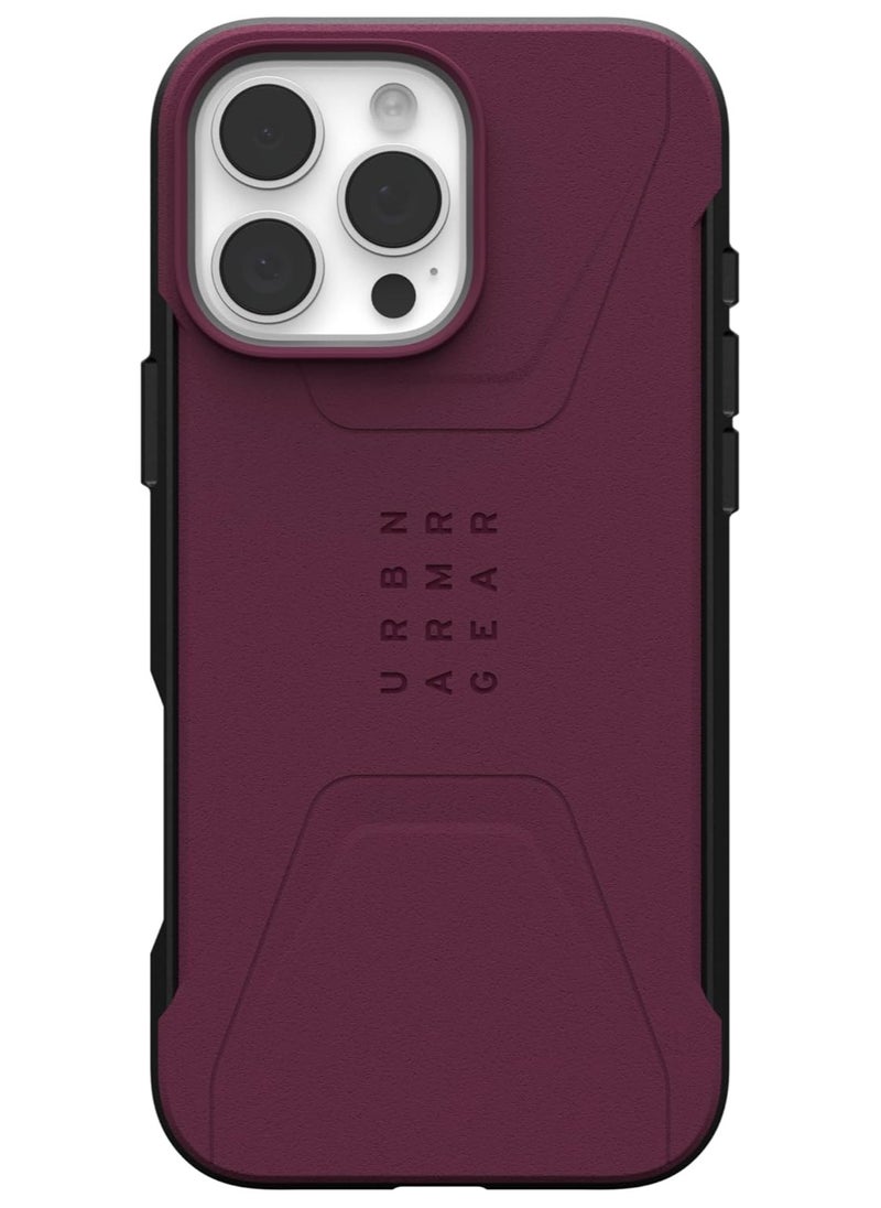 Urban Armor Gear - UAG Civilian MagSafe for iPhone 16 Pro Max Case Cover [20 Feet Drop tested]  - Bordeaux - Image 1