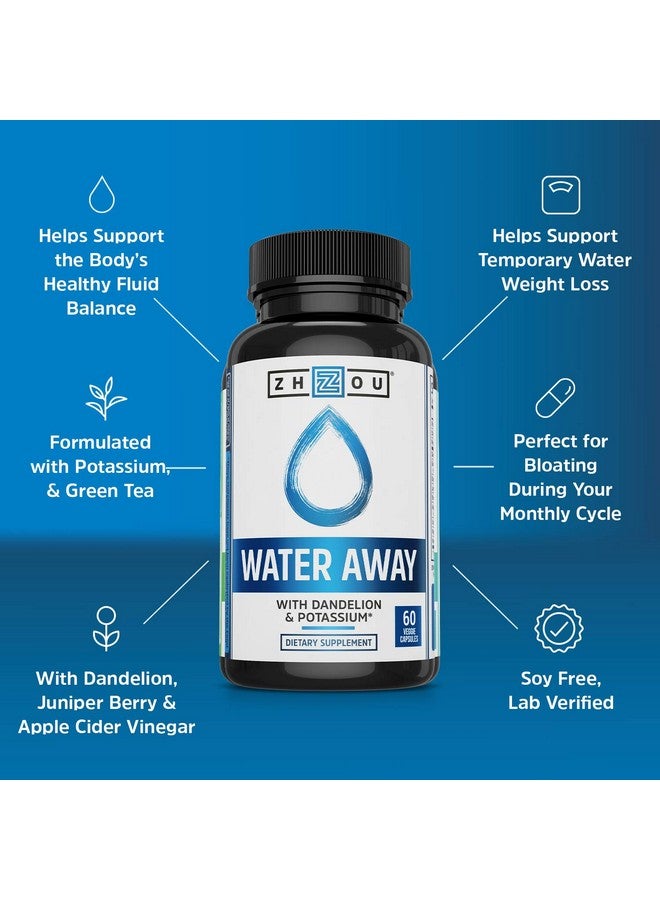 Zhou Water Away Herbal Formula for Healthy Fluid Balance | with Dandelion, Potassium, Green Tea & More | 60 Capsules - Image 3