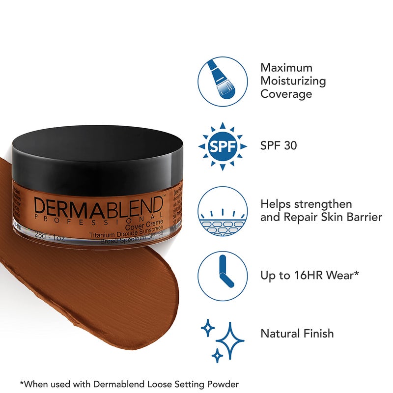 Dermablend Cover Creme High Coverage Foundation with SPF 30, 75W Golden Brown, 1 Oz. - Image 3
