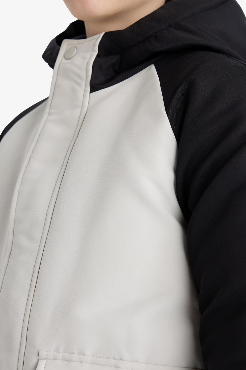 DeFacto Grey Boy Boy Waterproof Hooded Fleece Lined Jacket Casual - Image 5