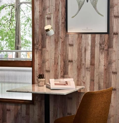 Yun-aeon Natural Wood-Cinnamon Wood Contact Paper Peel and Stick Wallpaper 17.3"x 236"Self Adhesive Removable Vintage Faux Wood Wall Paper Plank Shelf Home Decoration Kitchen Counter Cover Use - Image 2