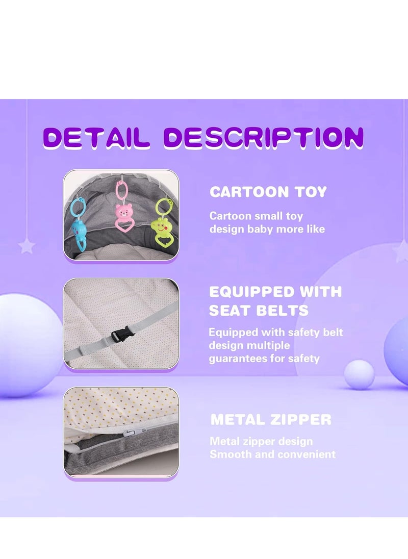 DMG TECH Baby Bed,DMG Portable Baby Bed ,Foldable Infant Crib,With Cartoon Toys, Detachable Cotton Cover,Suitable for travel and home use,Easy to carry. (Grey)  - Image 2
