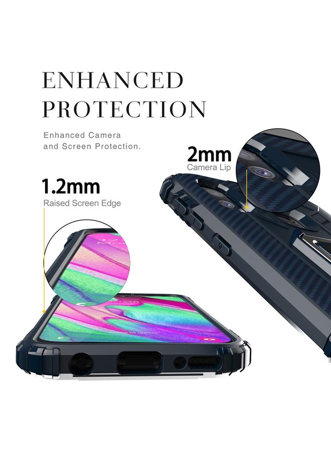 Case For Galaxy A40 Carbon Fiber Protective Case with 360 Degree Rotating Ring Holder