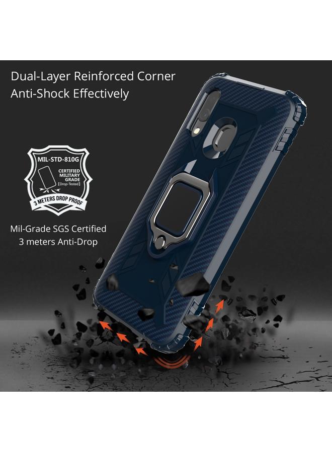 Case For Galaxy A40 Carbon Fiber Protective Case with 360 Degree Rotating Ring Holder