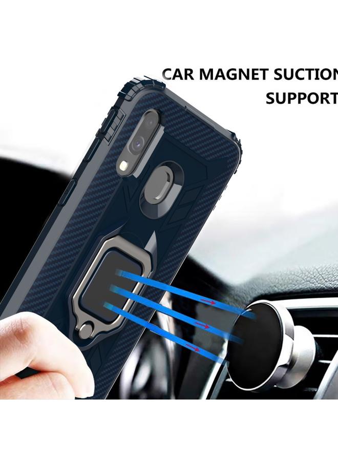 Case For Galaxy A40 Carbon Fiber Protective Case with 360 Degree Rotating Ring Holder