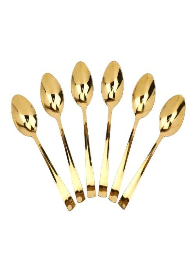 ROSTON Cutlery Set 6 Pcs Stainless Steel Gold Premium Spoon Set Luxury Dinning Tabelware Gift for House Warming (6Pcs Spoon and Stand), 17 CM - Image 3